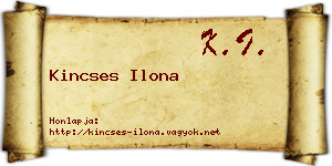 Kincses Ilona névjegykártya
